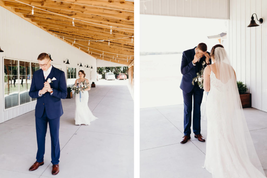Groom Cries At First Look | Barn Wedding Wichita, Kansas